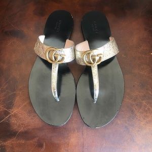 Gold Gucci Sandals